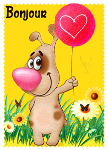 gif animé bonjour ballon